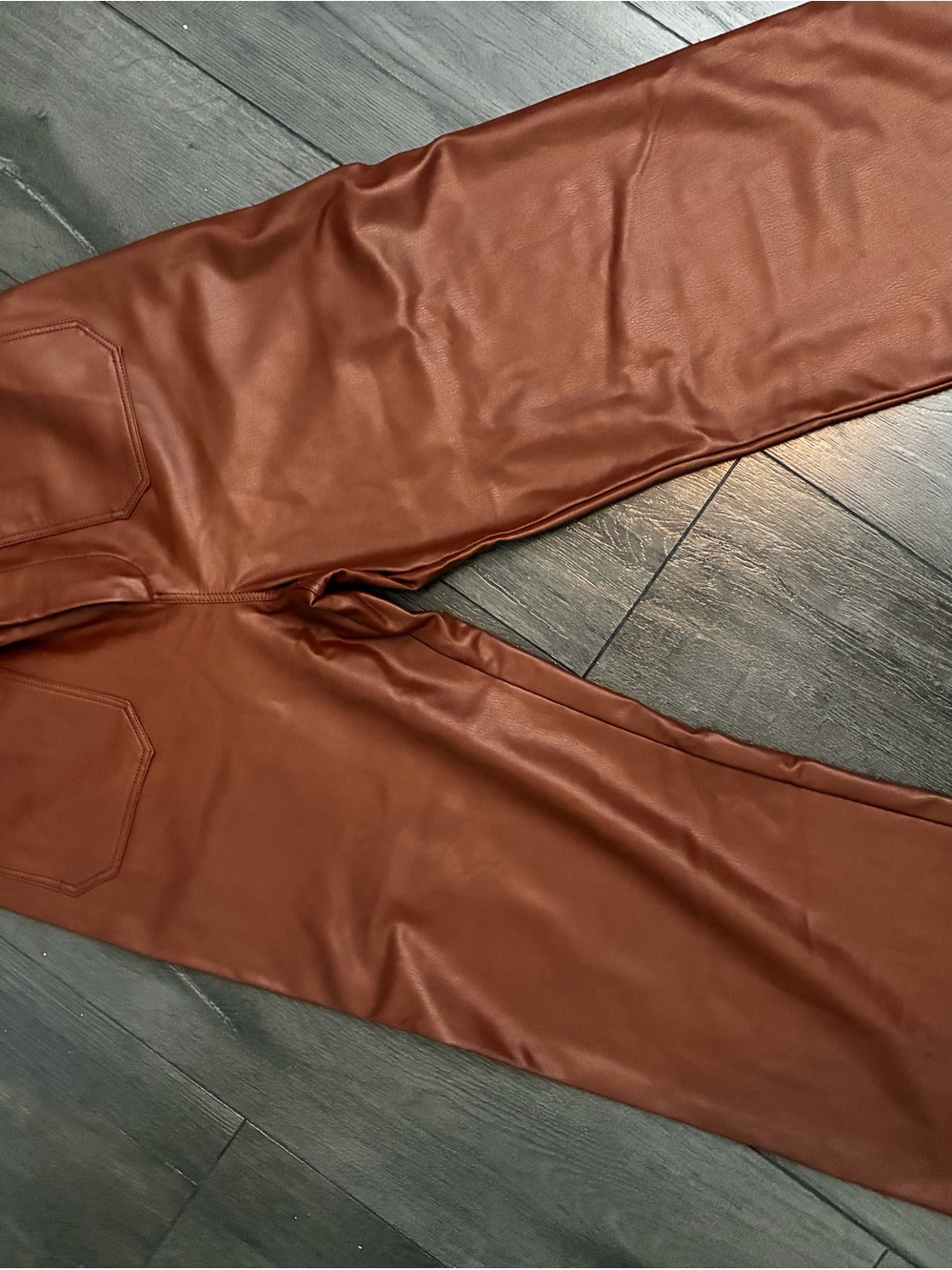 Anthropologie Maeve Faux Leather Pants in Cognac Brown